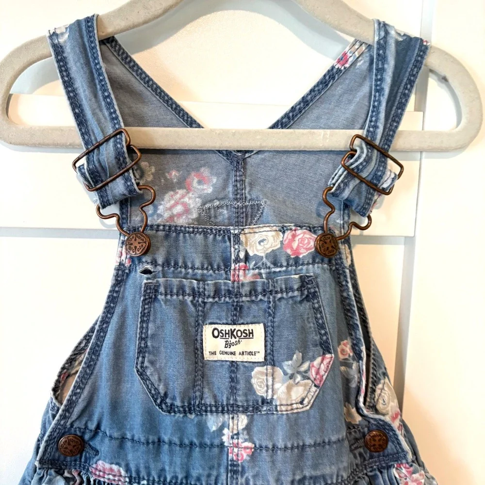 Osh‎ Kosh B'Gosh Girl's Floral Denim Overall Dress in Size 18M